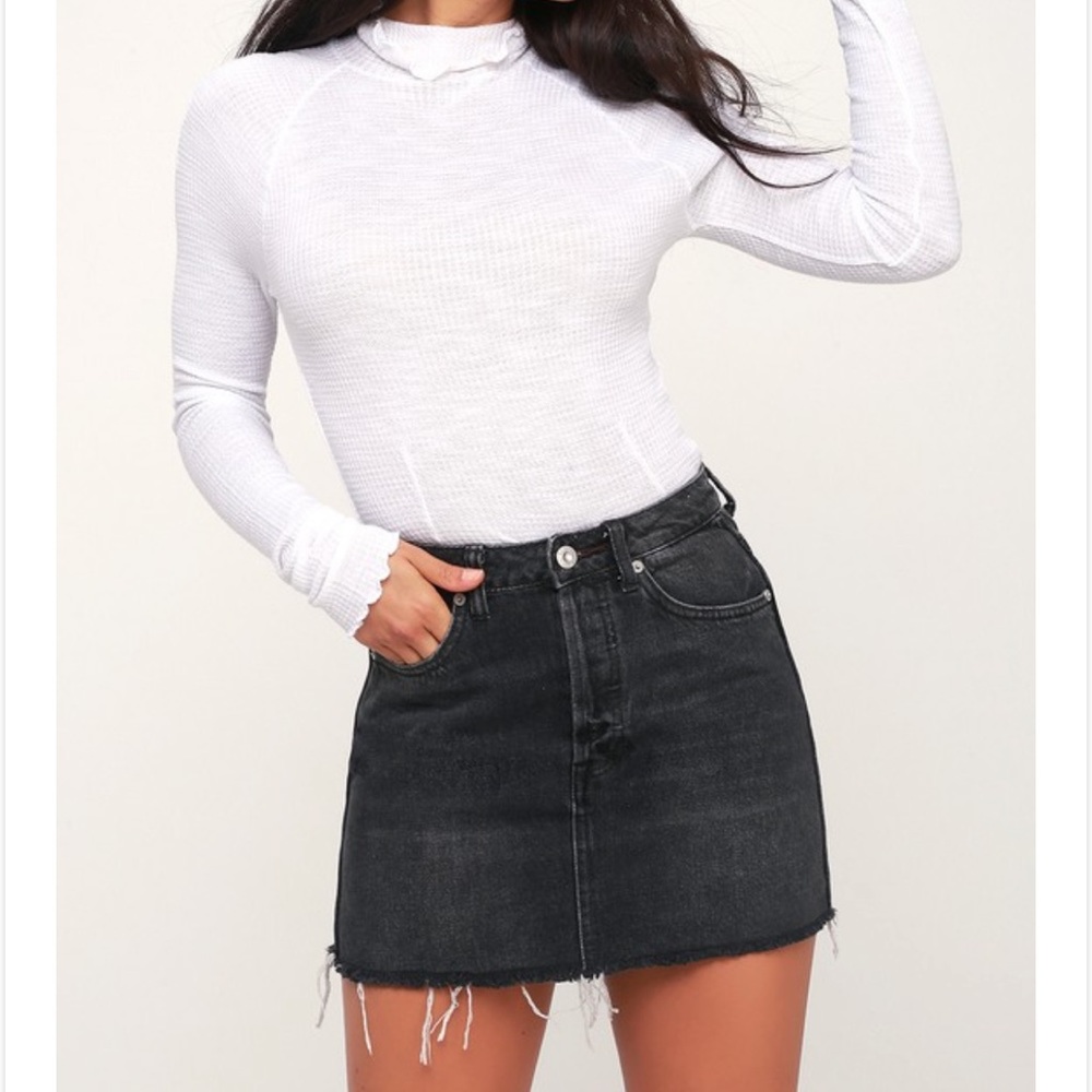 Free People Black Jean Mini Skirt - Picture 1 of 9